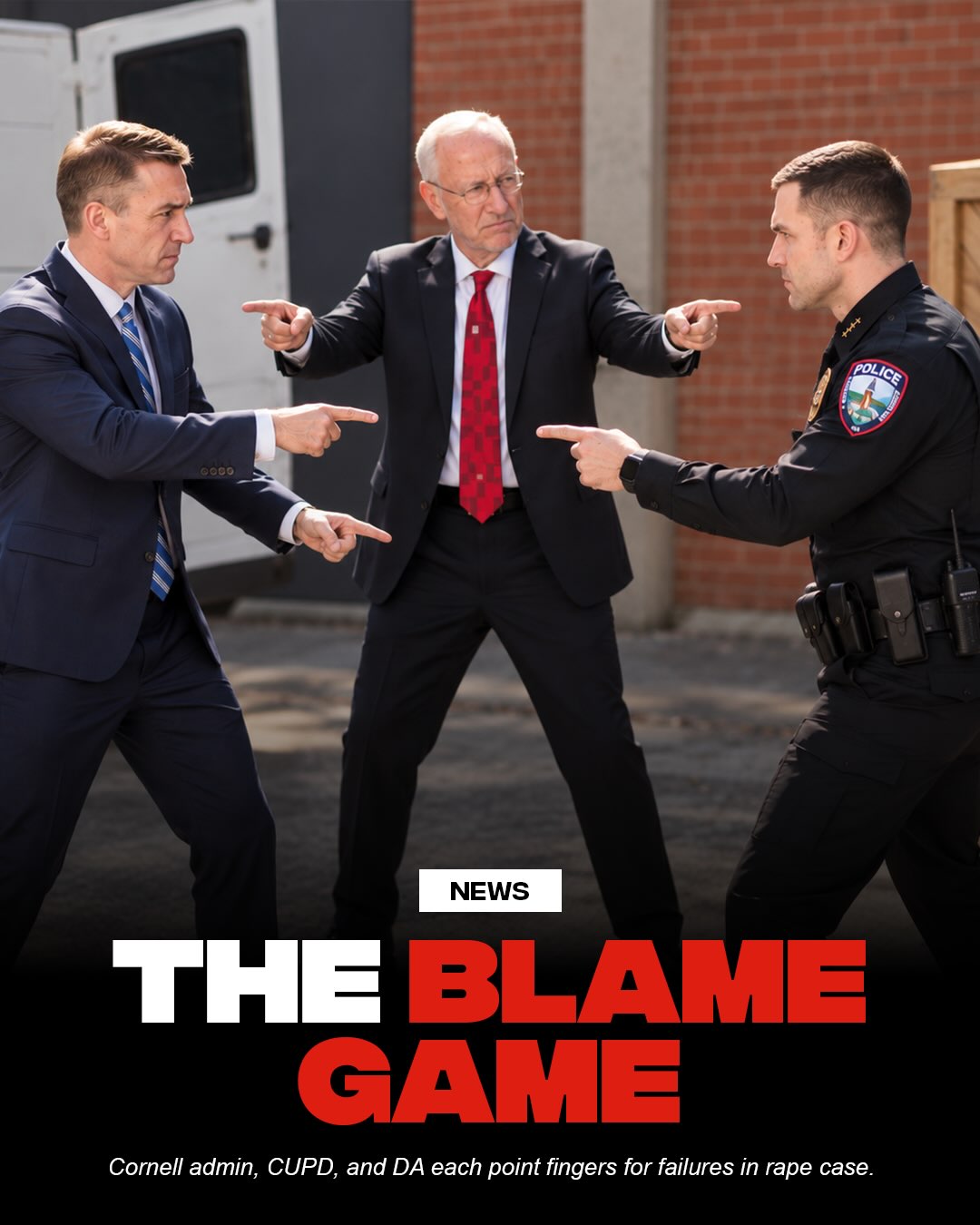 Cornell administration, campus police, and the local District Attorney are point